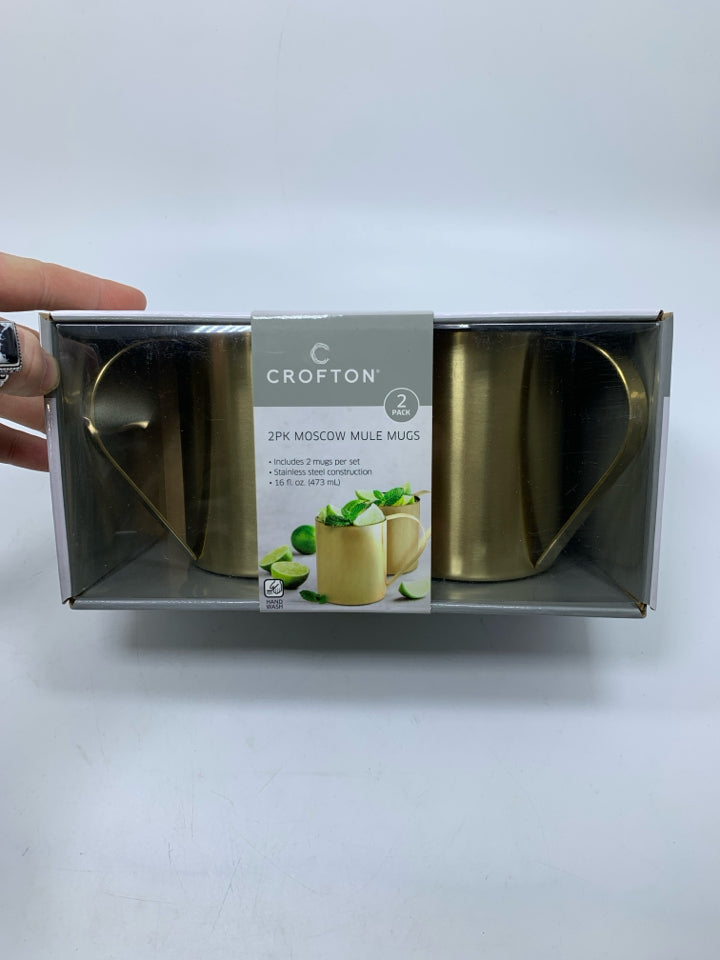 NIB 2 GOLD MOSCOW MULE MUGS.