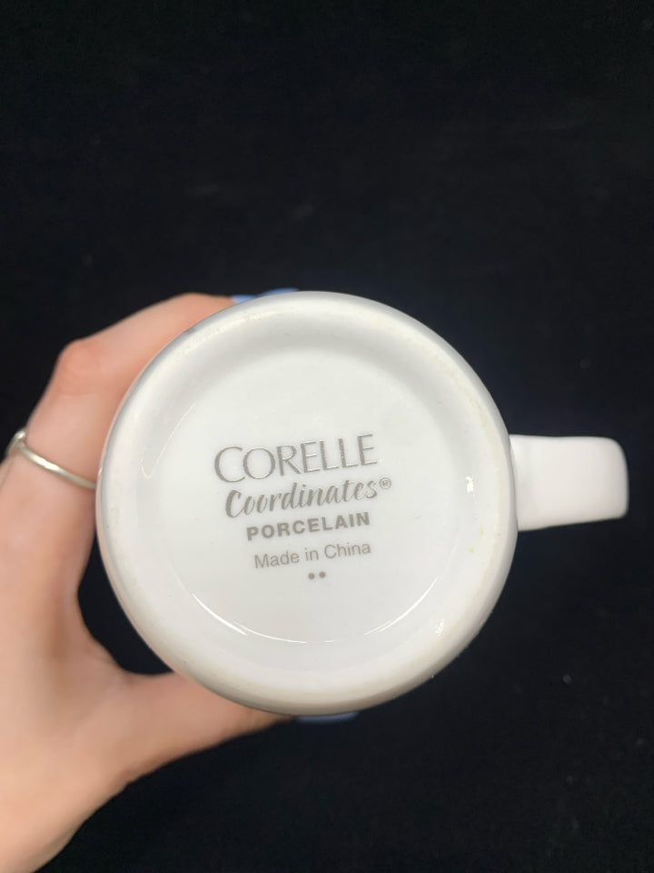 4 CORELLE COORDINATES PURPLE FLOWER MUGS.