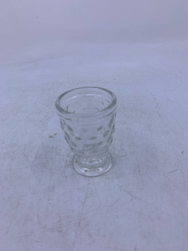 FOOTED HOBNAIL CLEAR GLASS TOOTHPICK HOLDER.