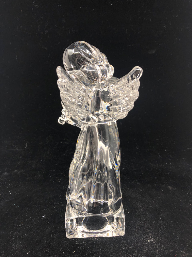 HEAVY GLASS ANGEL WITH VIOLIN .