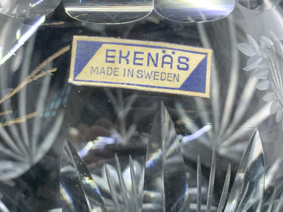 EKENAS SWEDEN CUT GLASS DECANTER.