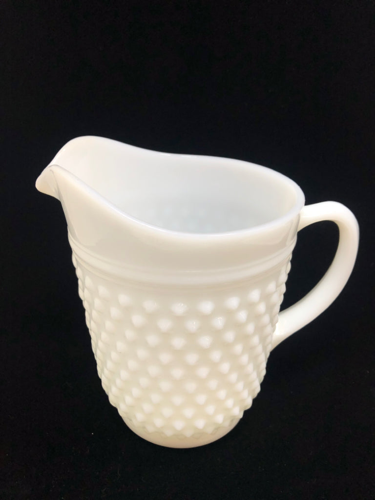 VTG HOBNAIL MILK GLASS PITCHER.
