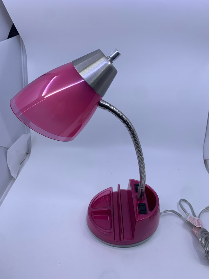 PINK DESK LAMP W ORGANIZING.