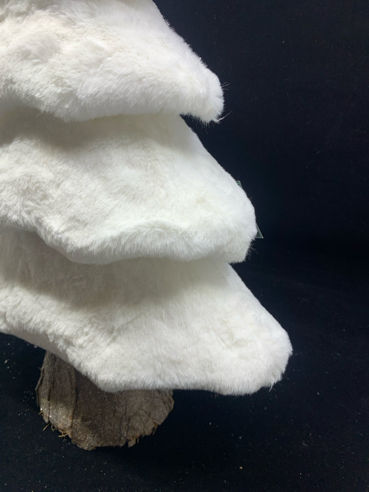 FAUX WHITE FUR TREE.