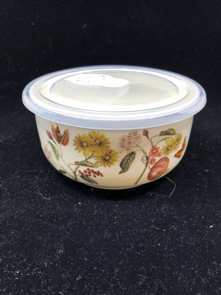 FLORAL W BUTTERFLIES COVERED BOWL.