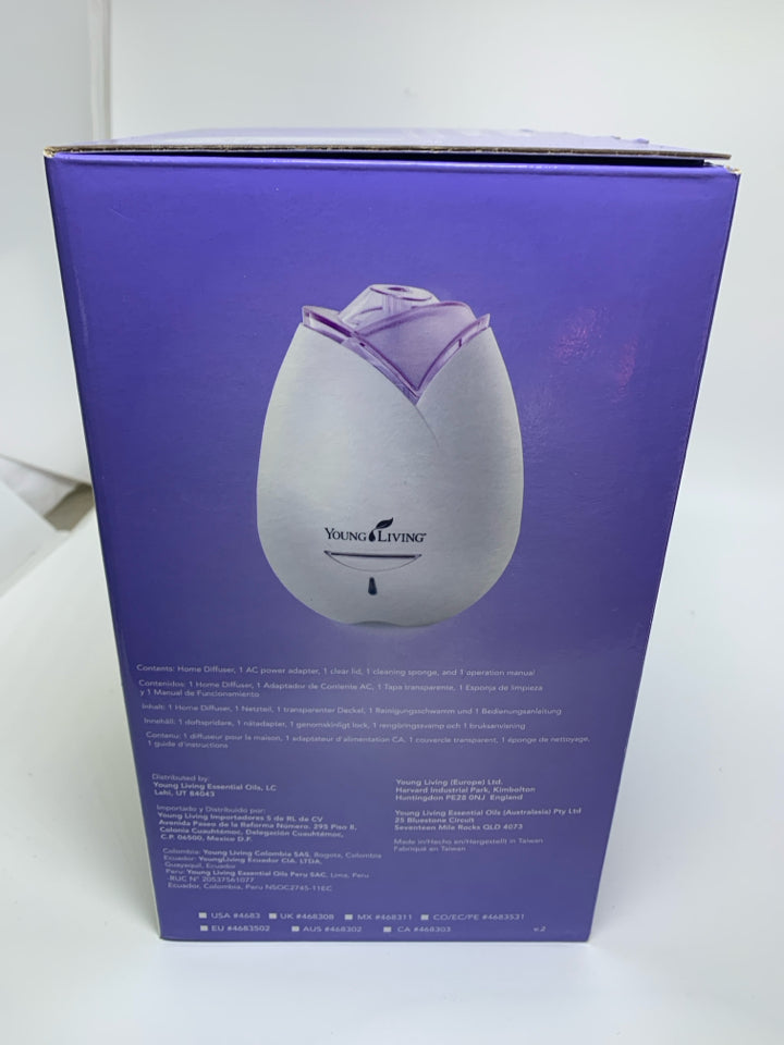 NIB YOUNG LIVING PURPLE TULIP HOME AROMA ESSENTIAL OIL DIFFUSER.