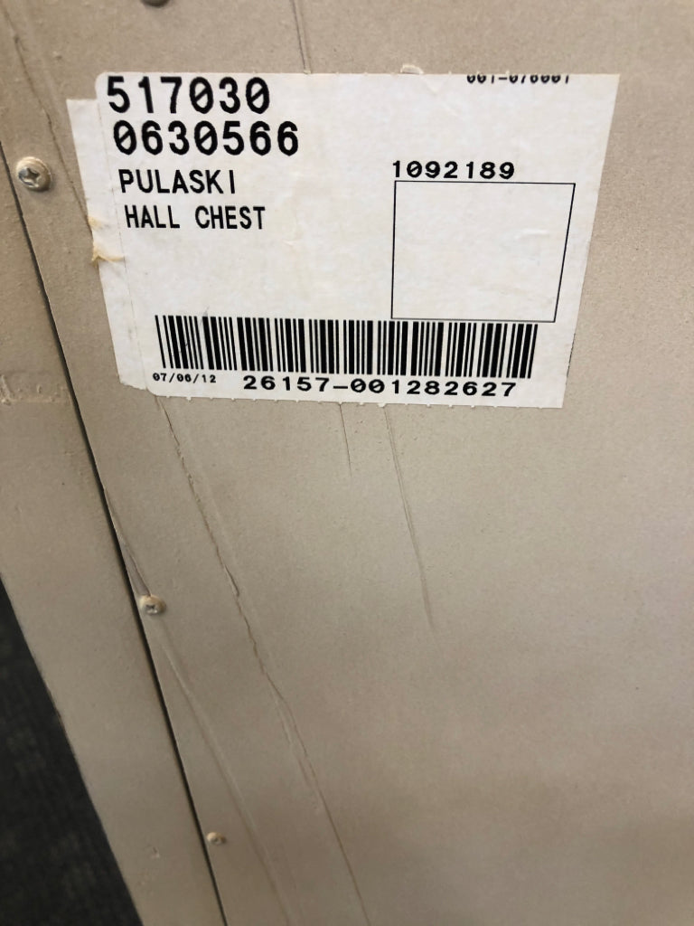 RUSTIC OFF WHITE 2 DRAWER CONSOLE TABLE W/ LOW SHELF.