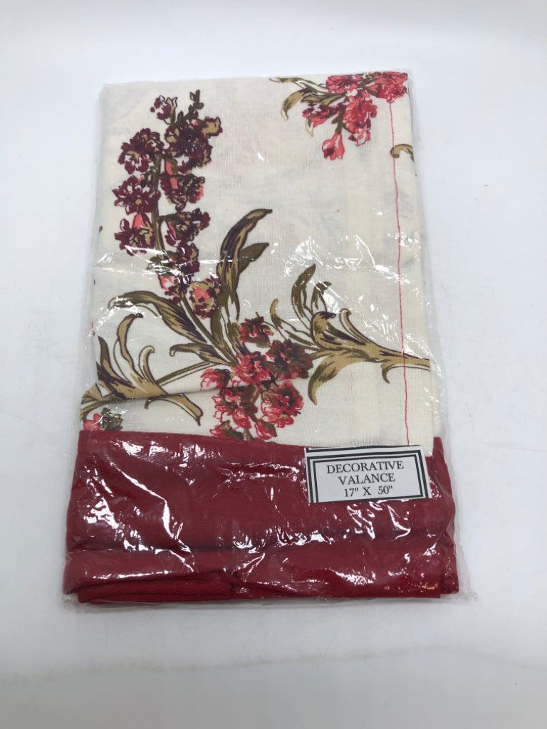 NIP RED FLORAL VALANCE.