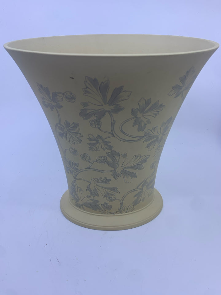 YELLOW WIDE FLORAL SPRAY VASE- WEDGWOOD INTERIORS.