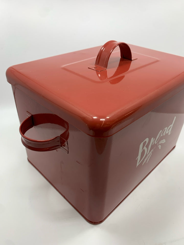 RED METAL BREAD BIN.