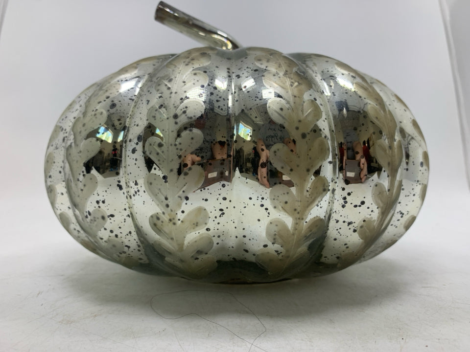 MERCURY GLASS ETCHED PUMPKIN- POTTERY BARN.