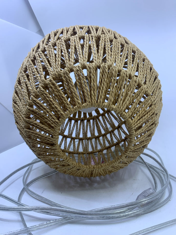 TWINE WRAPPED HANGING LAMP.