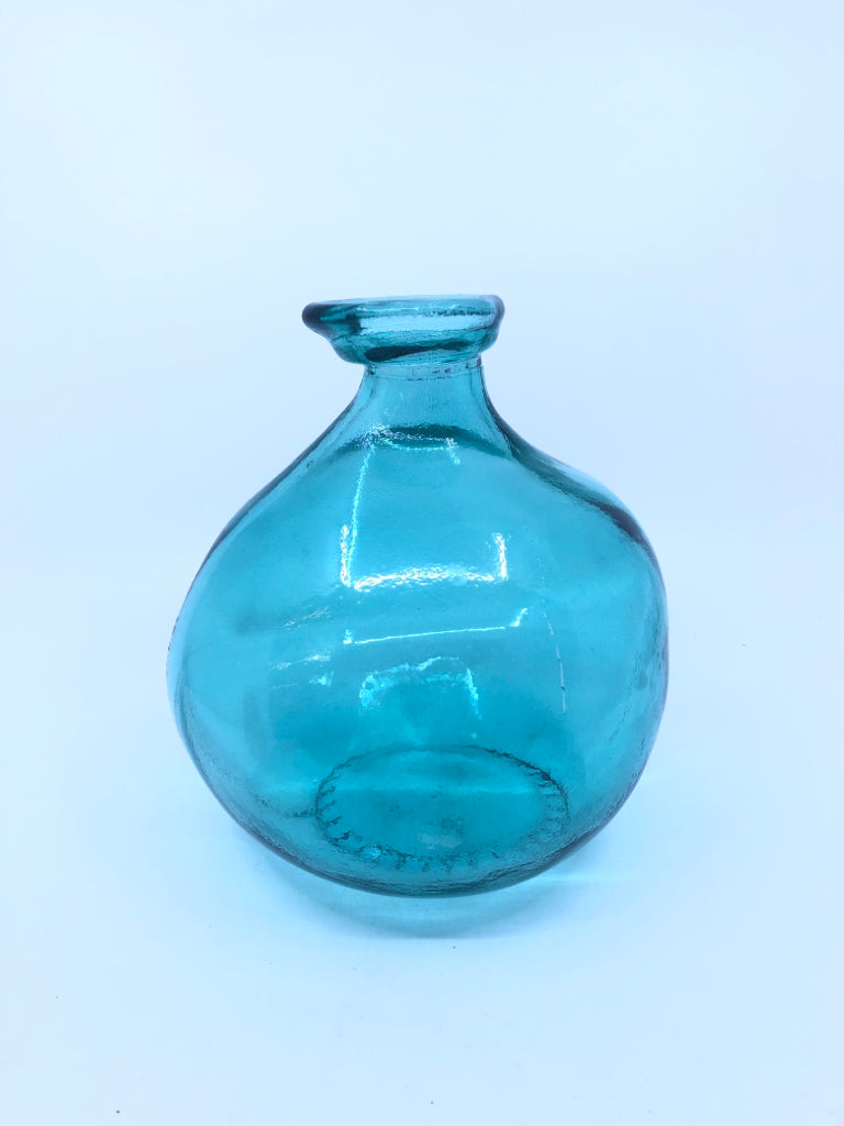 TEAL ROUND VASE.