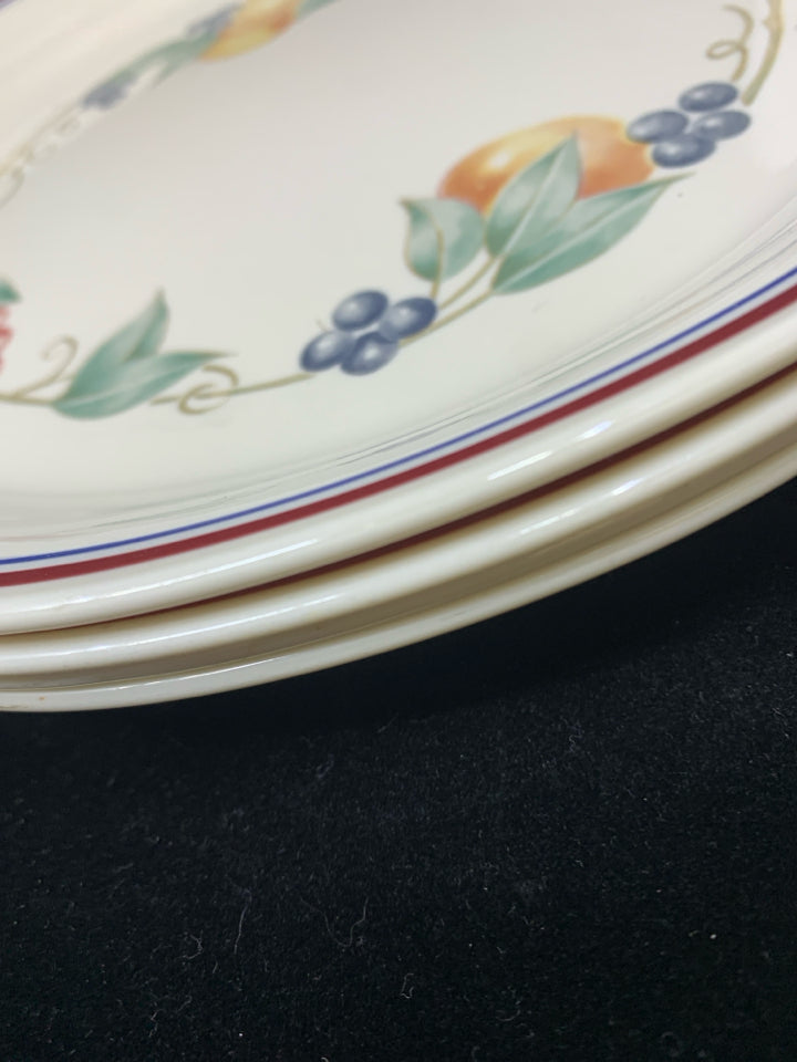 12PC CORELLE DISH SET CREAM W/EMBOSSED FRUITS.