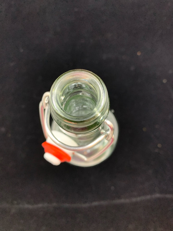 GLASS BOTTLE W/LOCKING STOPPER.