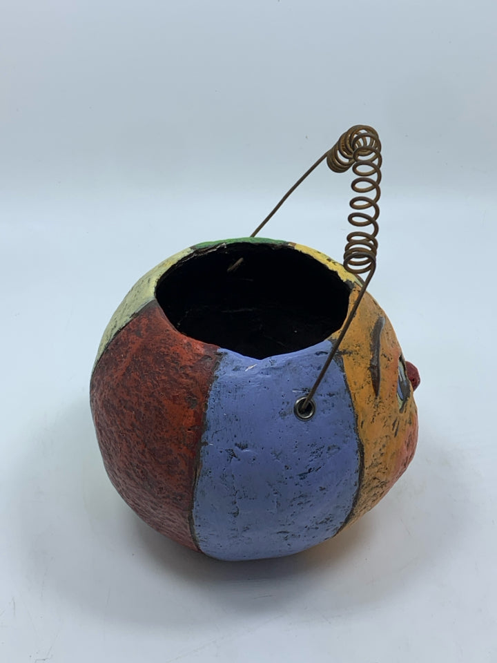 PAPER MACHE CLOWN TREAT BUCKET.