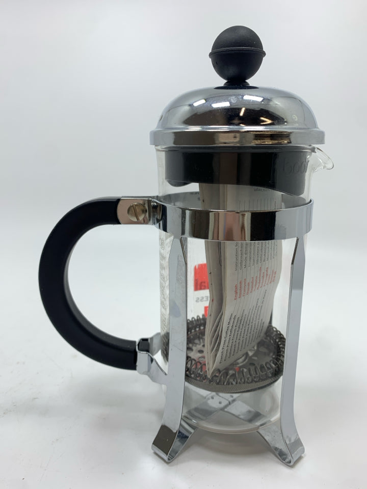 BODUM FRENCH PRESS W/INSTRUCTIONS.