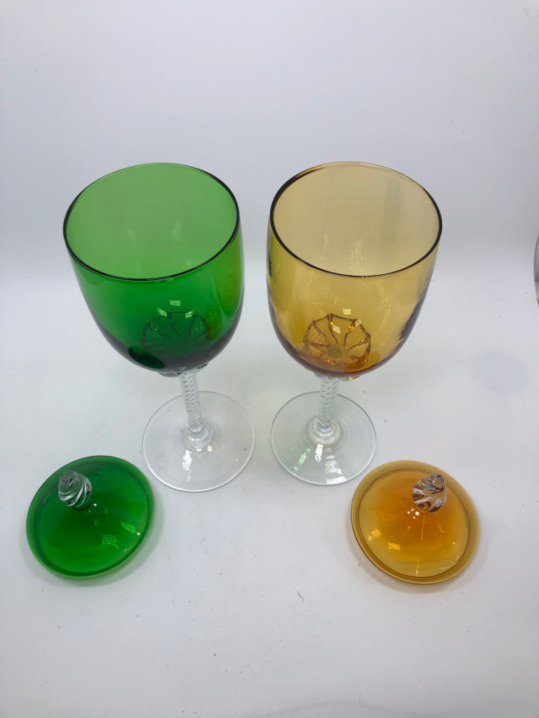 2 COVERED CANDY/ SERVING GREEN+YELLOW.