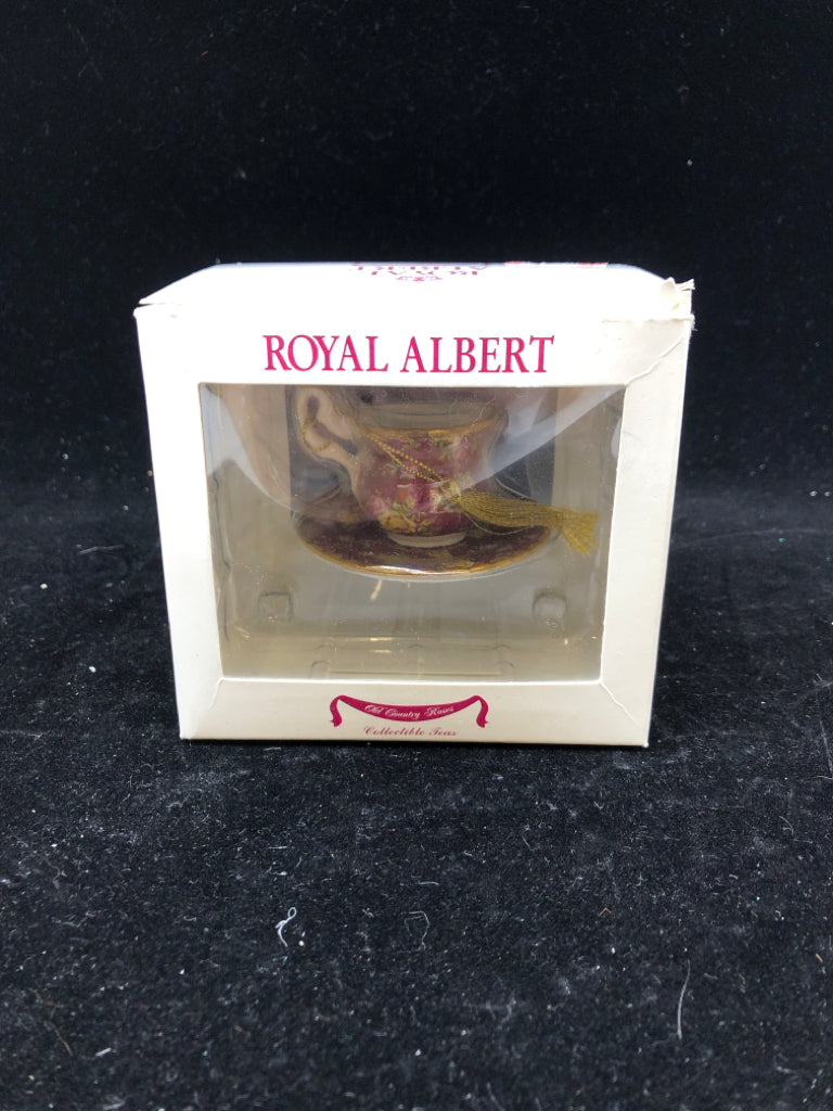 NIB DARK PINK TEACUP ORNAMENT-ROYAL ALBERT.