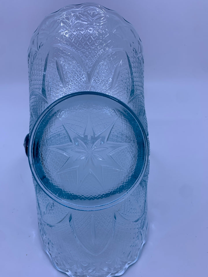 PRINCESS HOUSE LIGHT BLUE GLASS EMBOSSED BASKET.