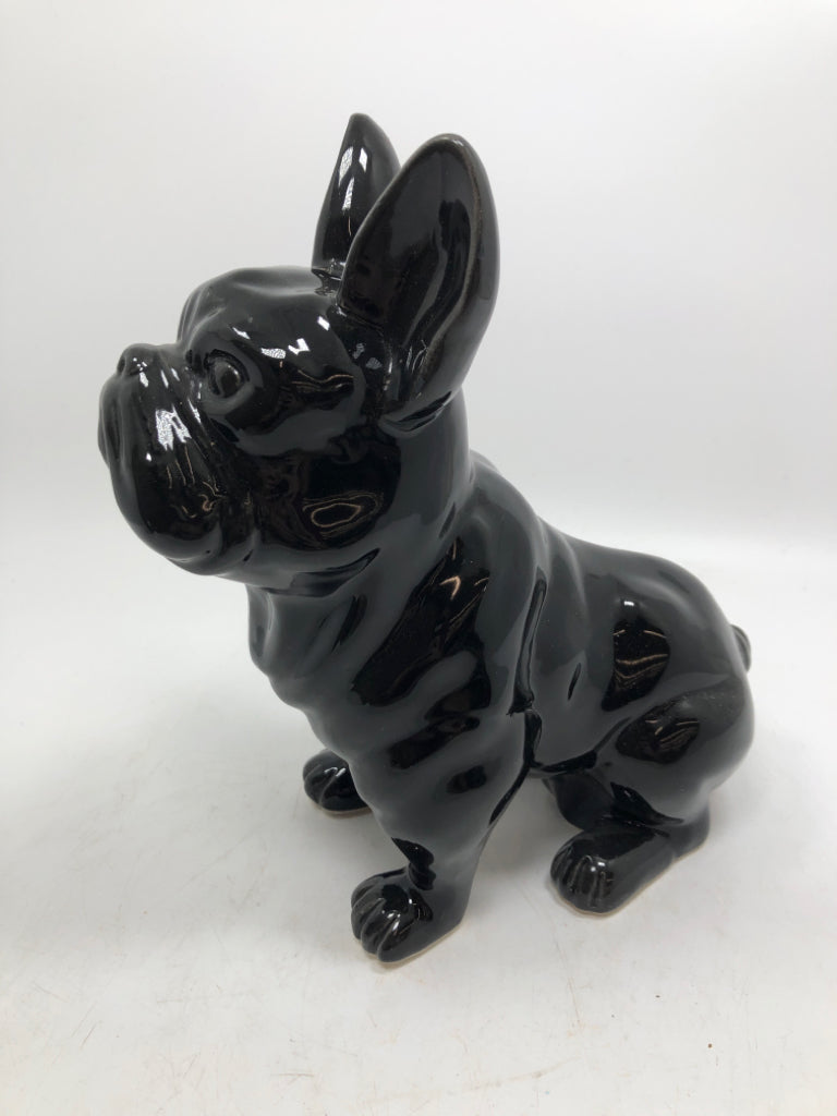 BLACK BULL-DOG CERAMIC FIGURE.
