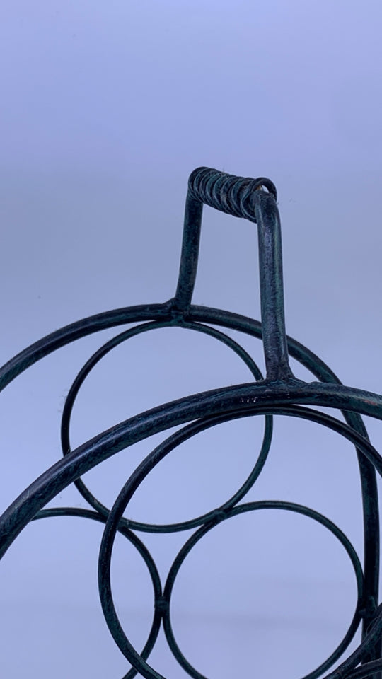 GREEN METAL WINE RACK.