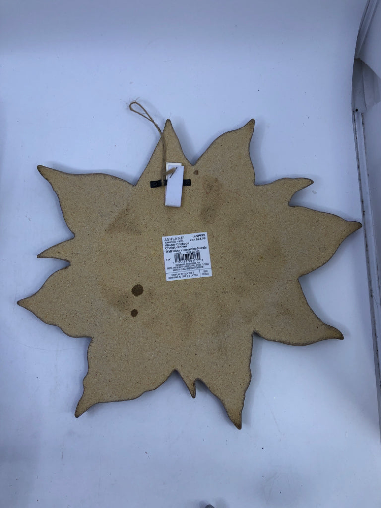 WOOD POINSETTIA WALL HANGING.