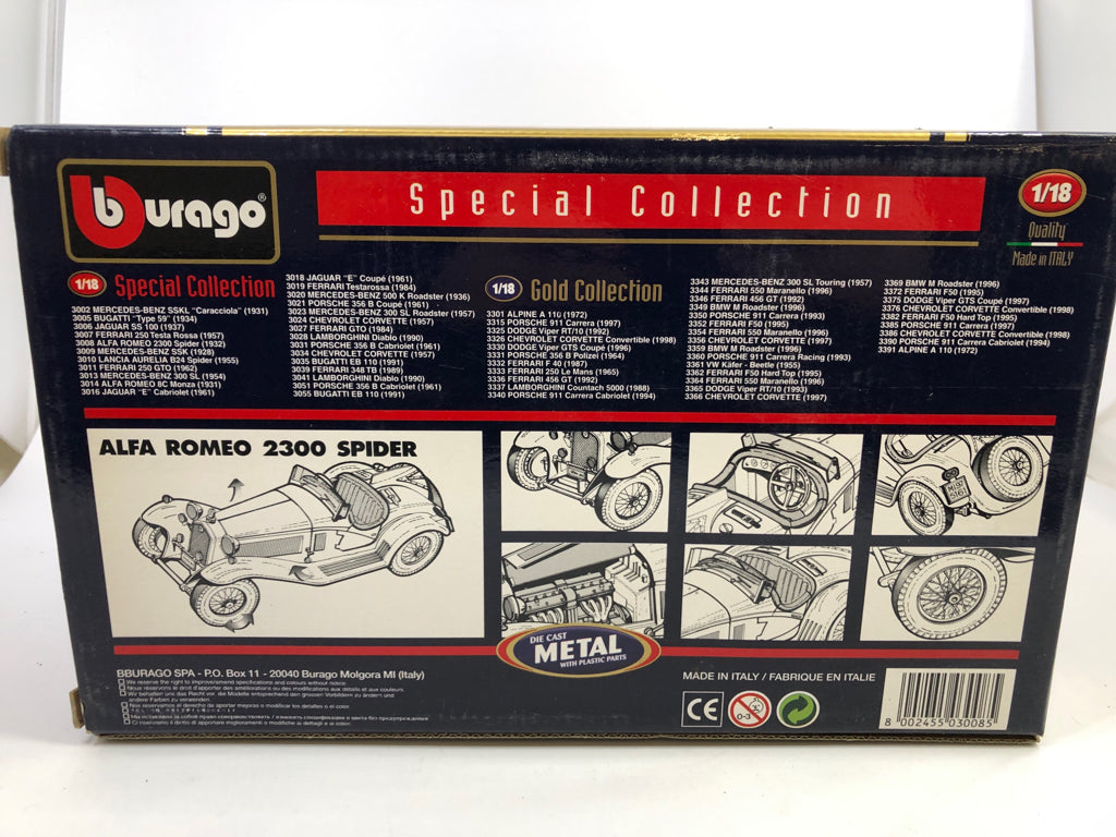 NIB ALFA ROMEO 2300 SPIDER YELLOW CAR.