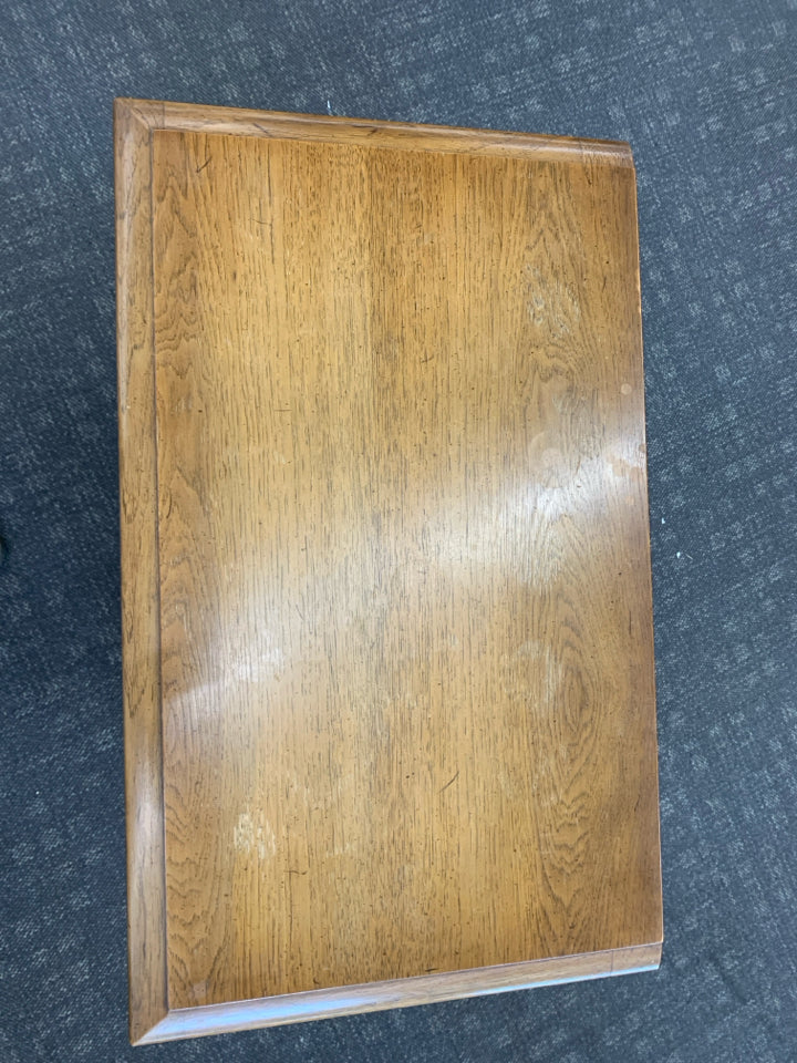 VTG WOOD BAR CABINET W/ W/ LIFT TOP DETAILED DOORS METAL HARD WARE.