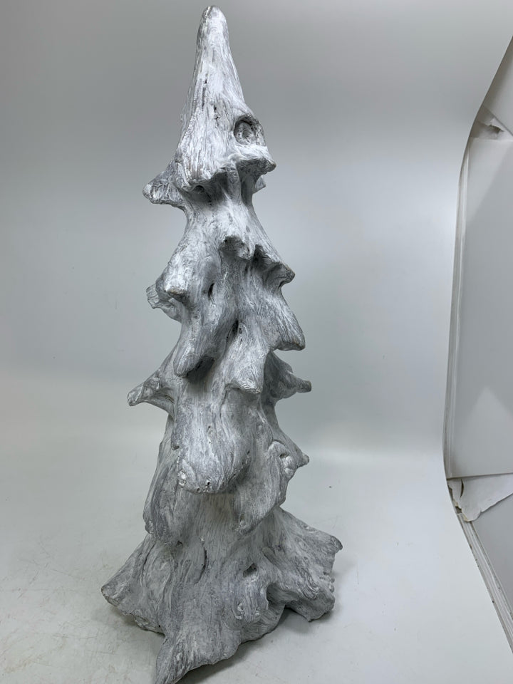 RESIN WHITE WASHED ABSTRACT TREE.