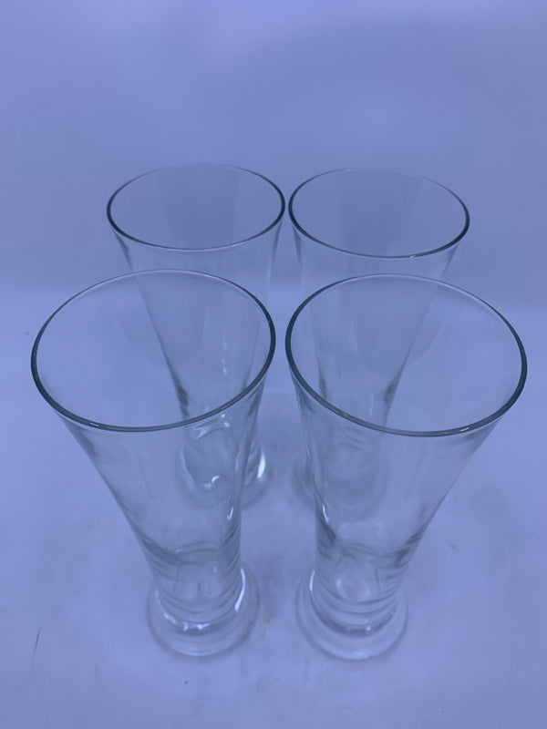 4 PILSNER BEER GLASSES.