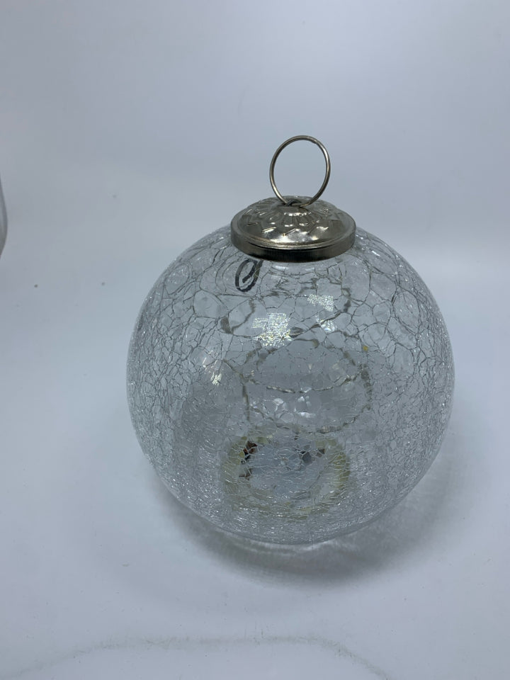 CLEAR CRACKLE DETAILED LIGHT UP ORNAMENT BALL DECOR.