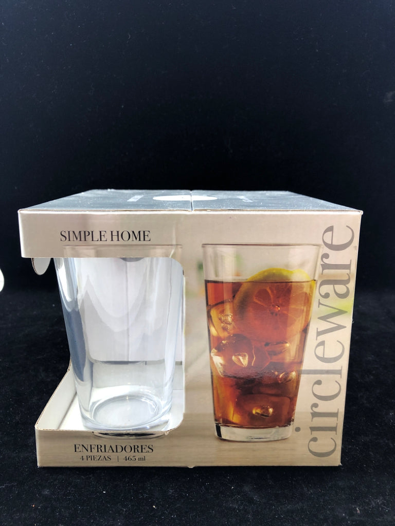 4 NIB SIMPLE HOME GLASSES.
