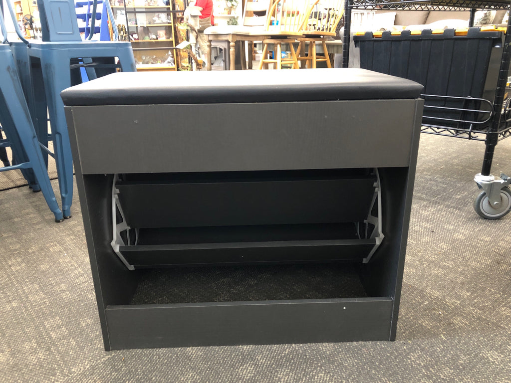 SHOE STORAGE W/PADDED FLIP TOP.