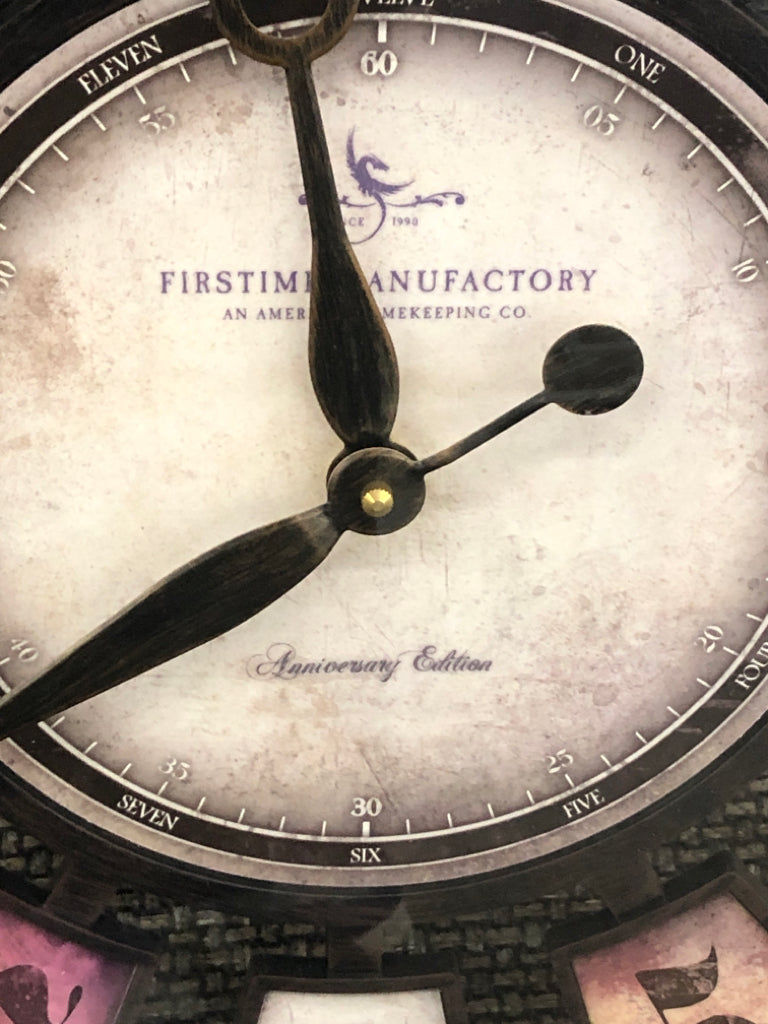 NUMERAL PLAQUES WALL CLOCK W/METALLIC BLACK FINISH FIRST TIME & CO.