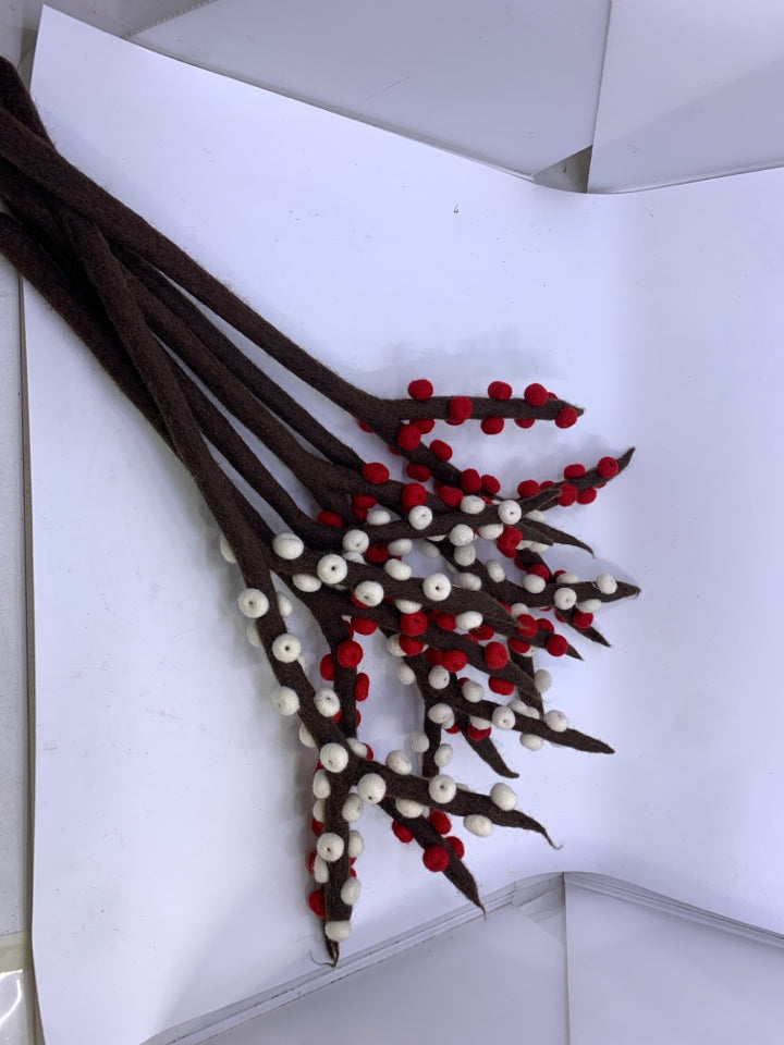 FELTED BRANCHES W/ RED & WHITE BERRIES.