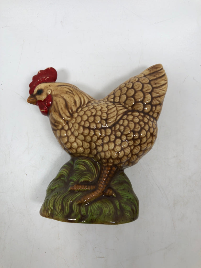 2 DISTRESSED ROOSTER CERAMIC FIGURES.