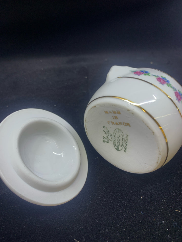MINI PURPLE FLOWERS JAR W/LID.