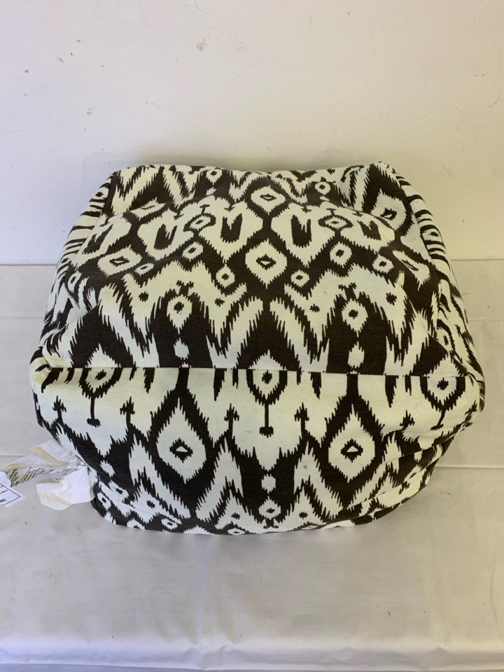 WHITE AND BROWN FOOT REST/ POUF.