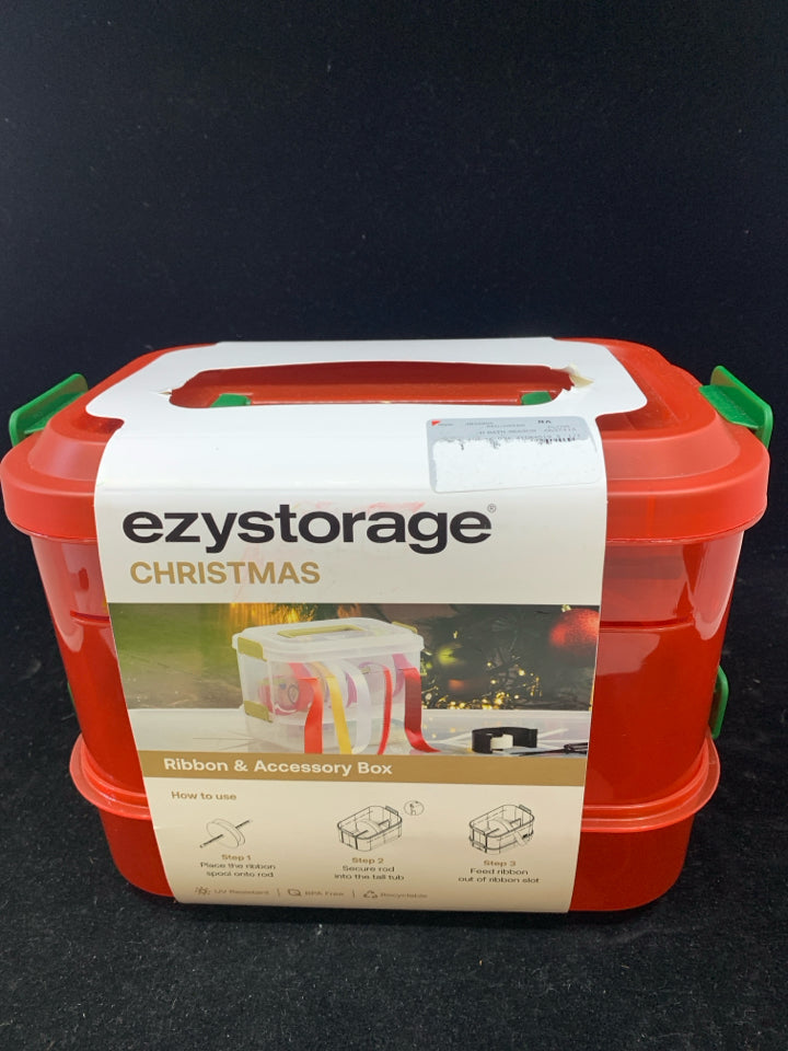 NIP RIBBON & ACCESSORY RED PLASTIC STORAGE.
