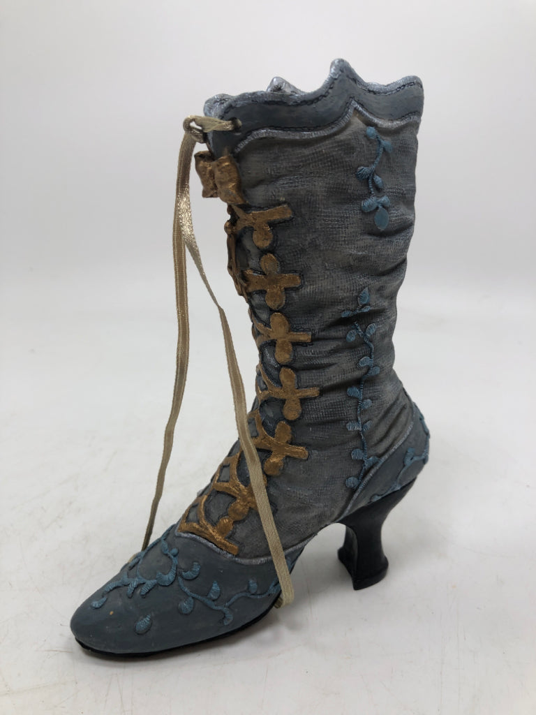 MINI GOLD & BLUE DECORATIVE BOOT.