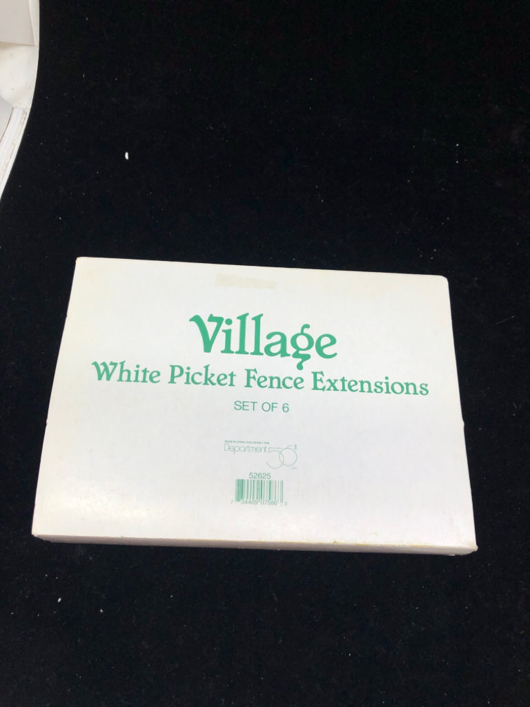 DEPT 56 6 WHITE PICKET FENCE EXTENSIONS VILLAGE ACCESSORIES.
