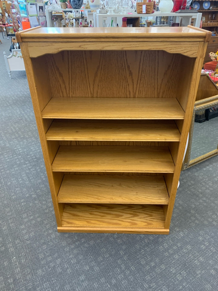 BLONDE WOOD 4 SHELF BOOKCASE.