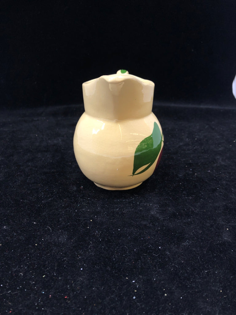 VTG TAN POTTERY CREAMER W APPLE #62.