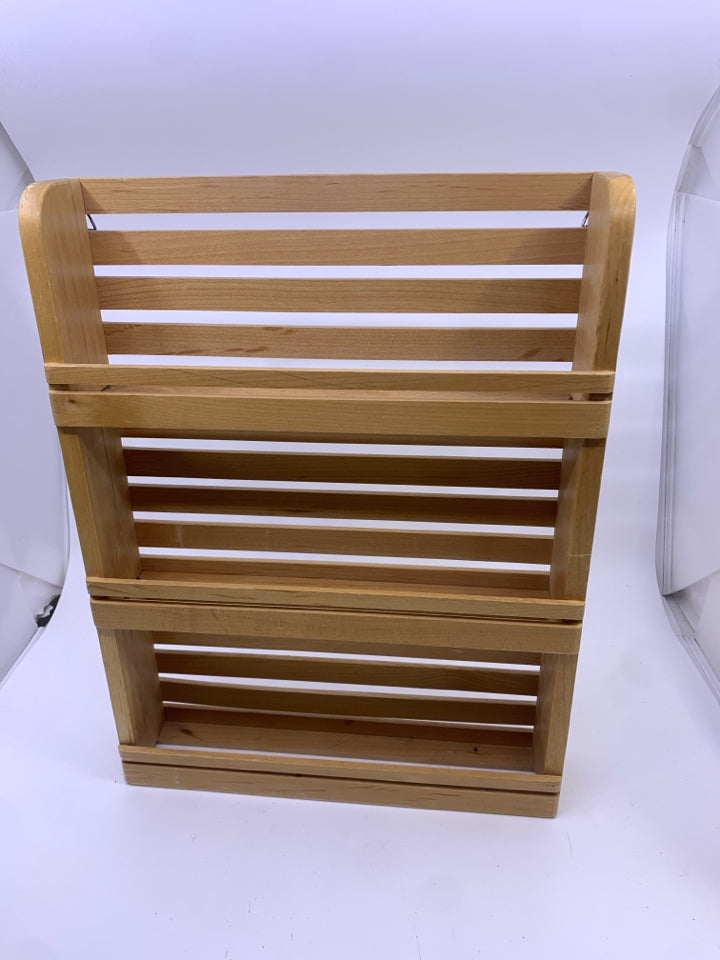 BLONDE WOOD 3 TIER SPICE RACK.