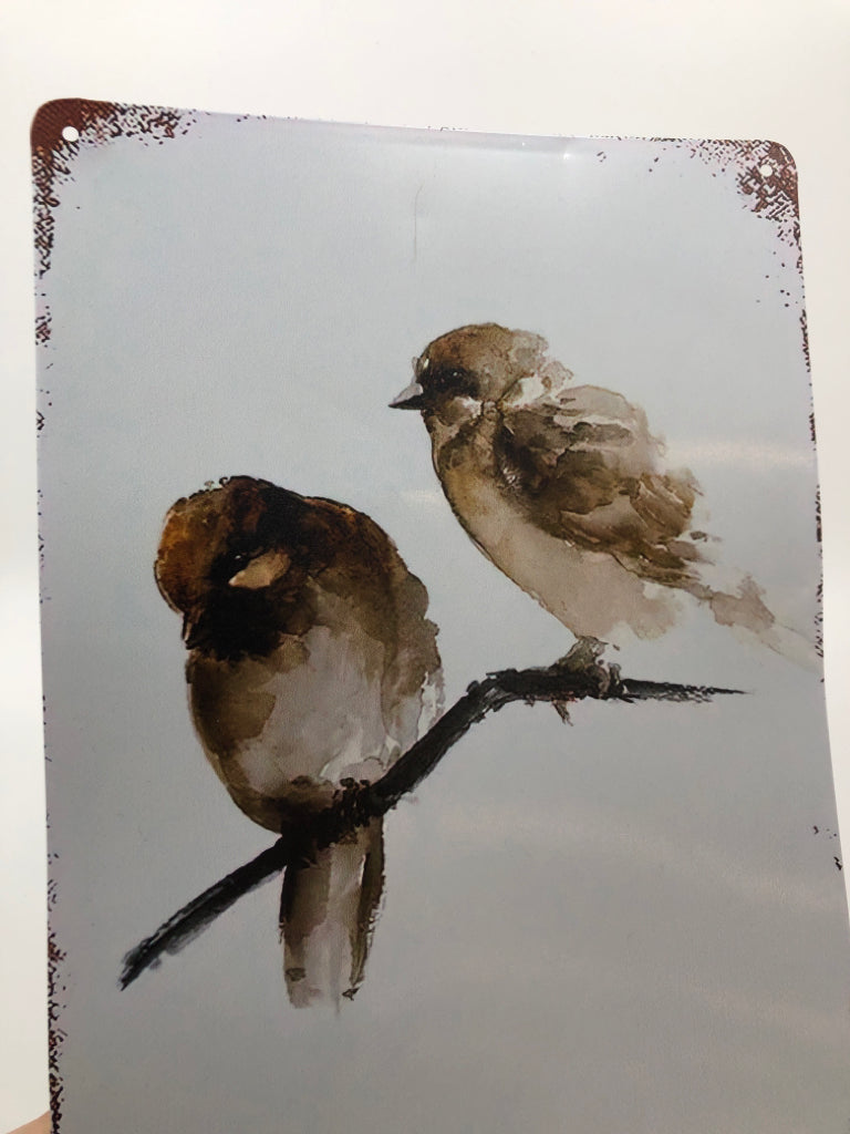 BIRDS ON BRANCH METAL SIGN.