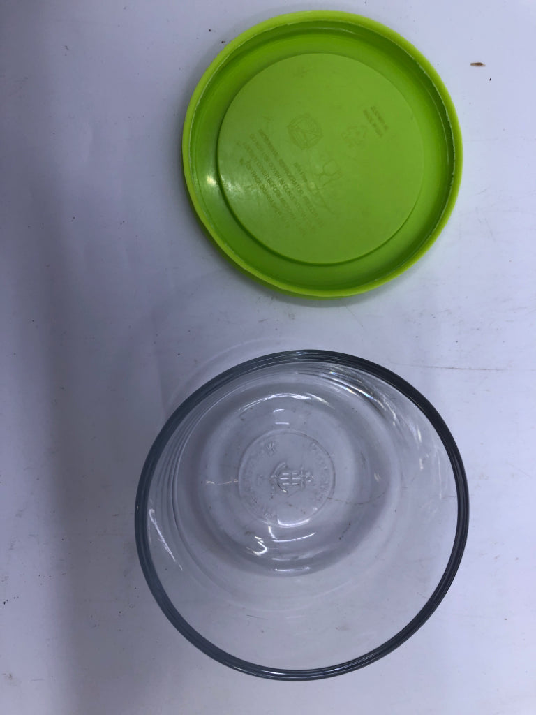 ANCHOR HOCKING BOWL W GREEN LID.