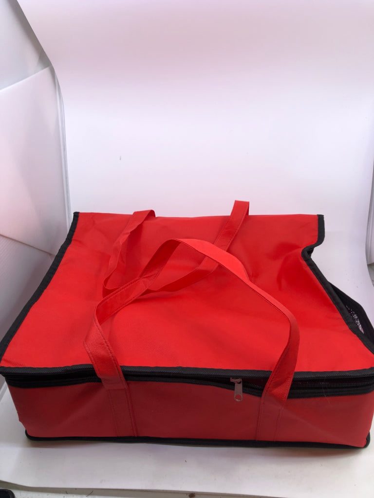 RED INSULATED ZIP UP FOOD CARRIER W/ HANDLES.