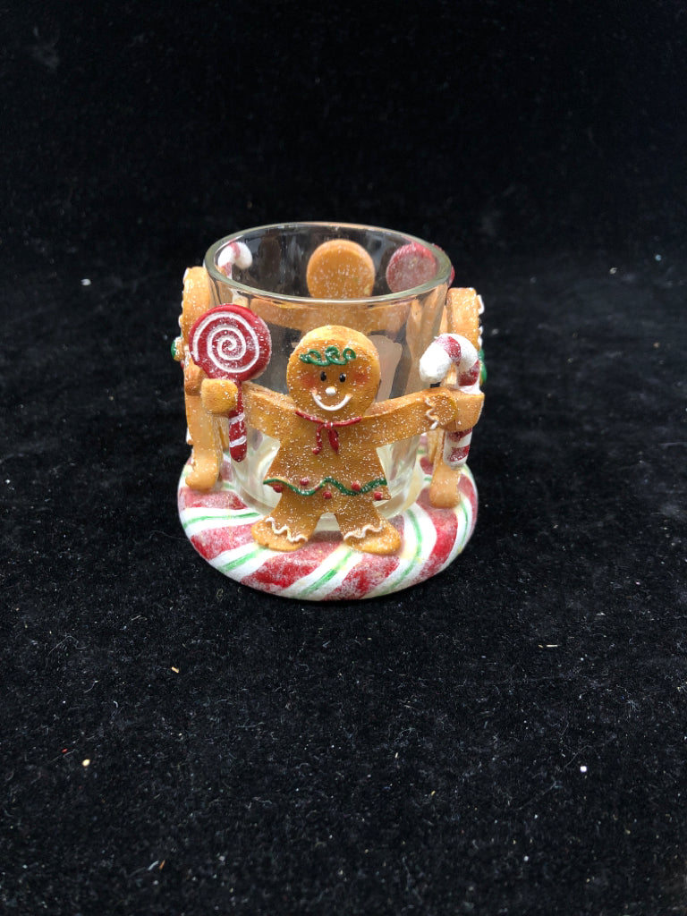 GINGERBREAD VOTIVE HOLDER.