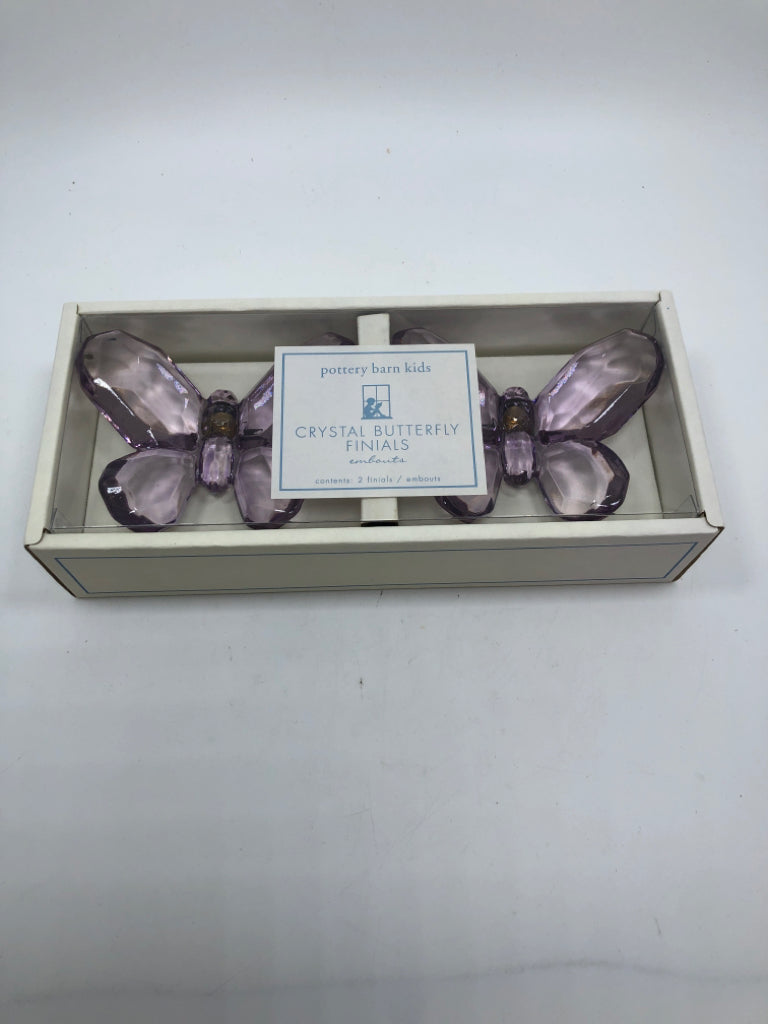 NIP POTTERY BARN CRYSTAL BUTTERFLY FINIALS.